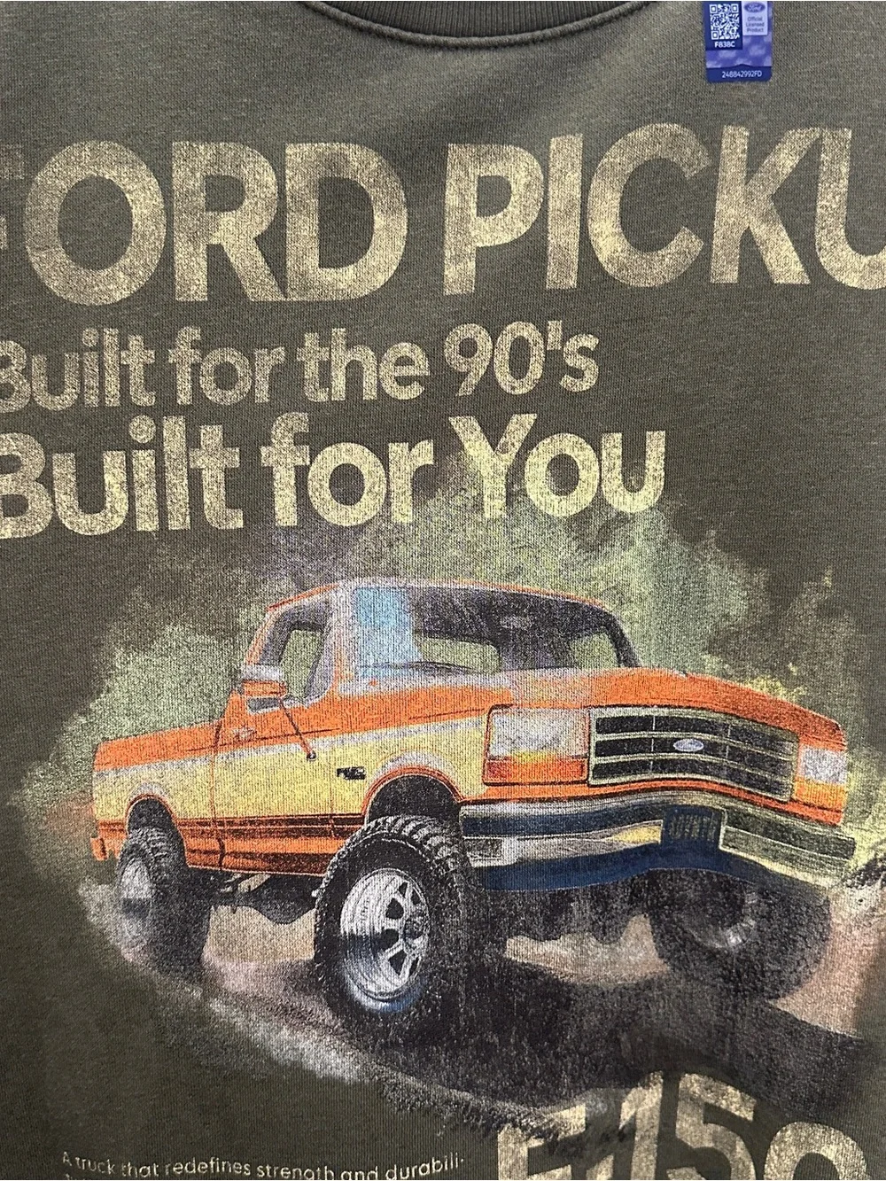 Ford Olive Green Crewneck with Orange Truck Graphic